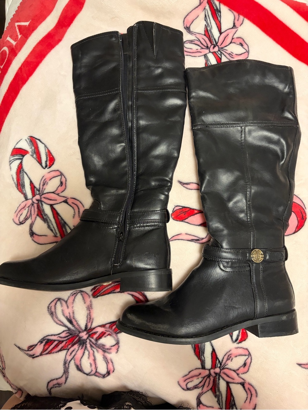 Black Over-the-Knee Riding Boots with Side Zip